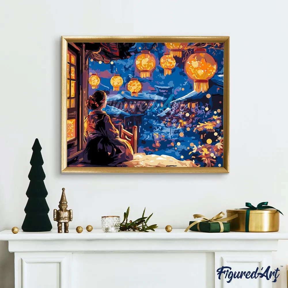 Figured'Art Lantaarnfestival Nacht schilderen op nummer 40x50cm gemiddeld
