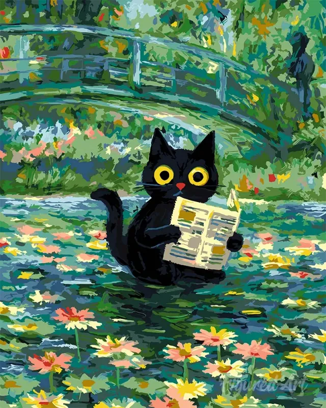 Figured'Art Schilderen op Nummer De Lezer van Monet 40x50cm Kat