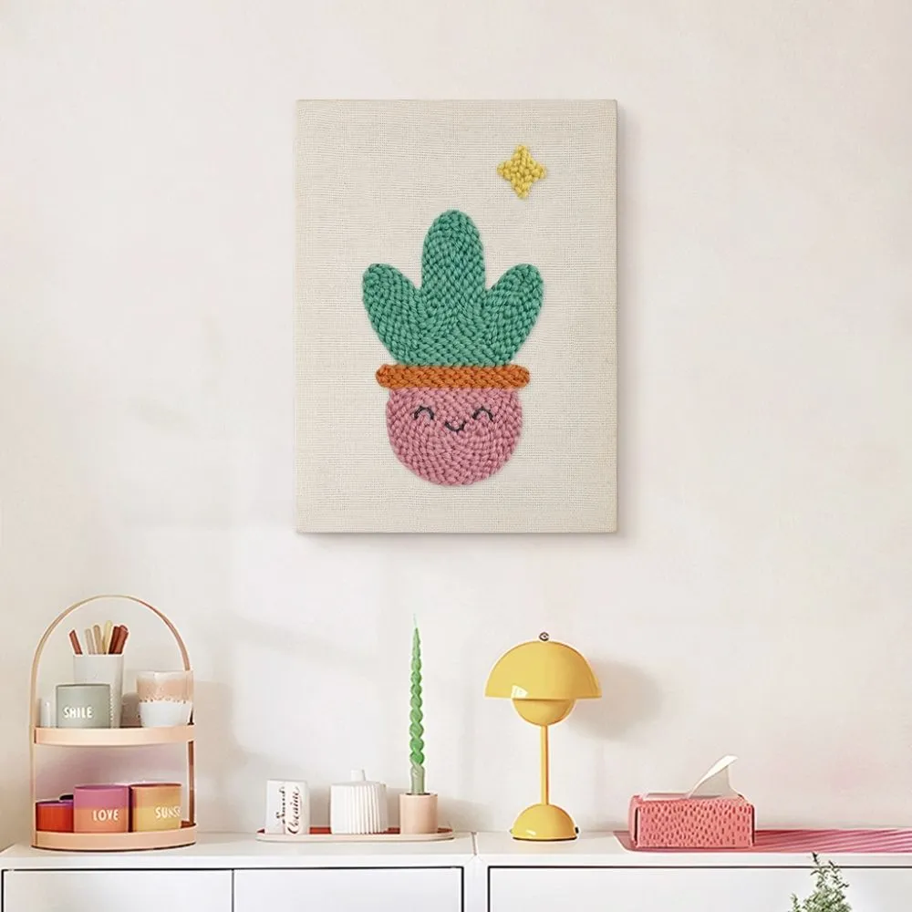 Figured'Art Lachende Cactus punch needle pakket 20x30 cm frame