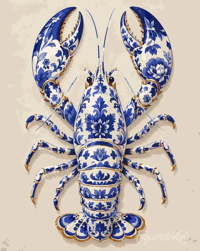Figured'Art Kreeft in Delft-stijl schilderen op nummer 40x50 cm gemiddeld