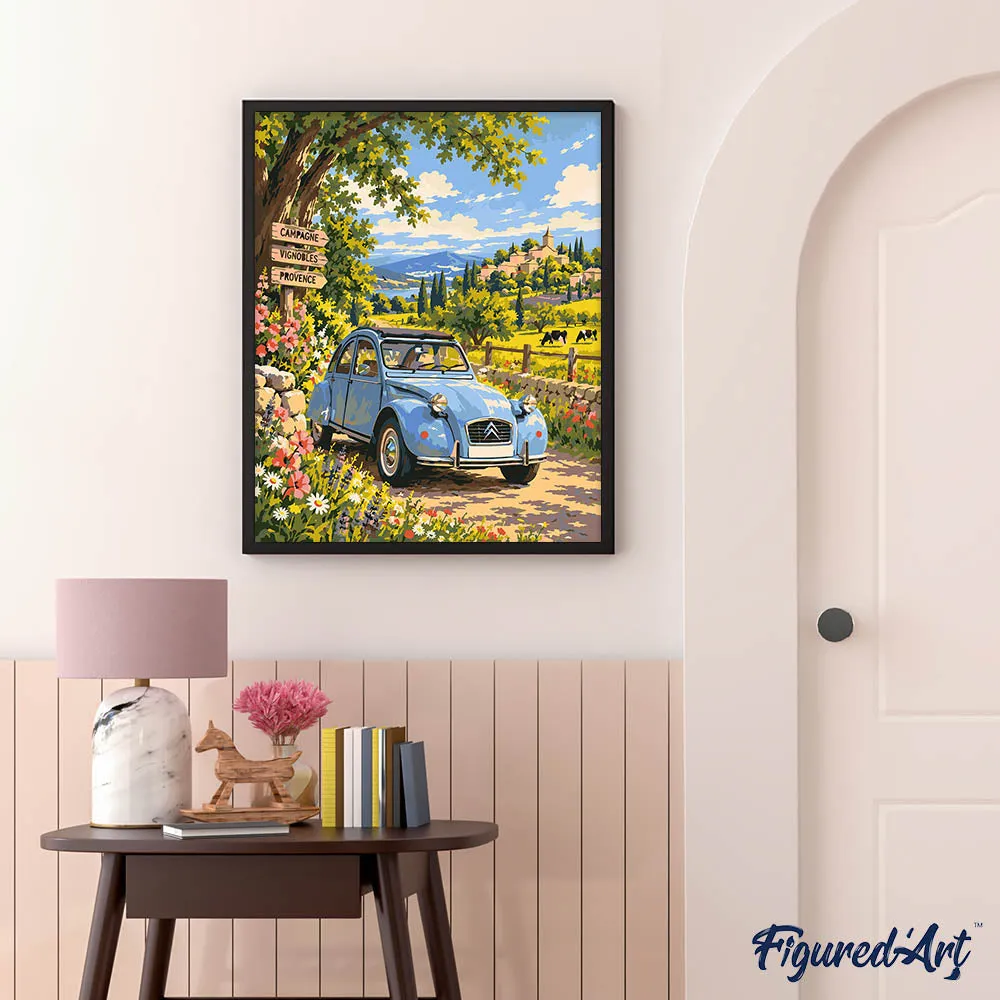 Figured'Art Citroën 2CV in de Wijngaard schilderen op nummer 40x50 cm landschap