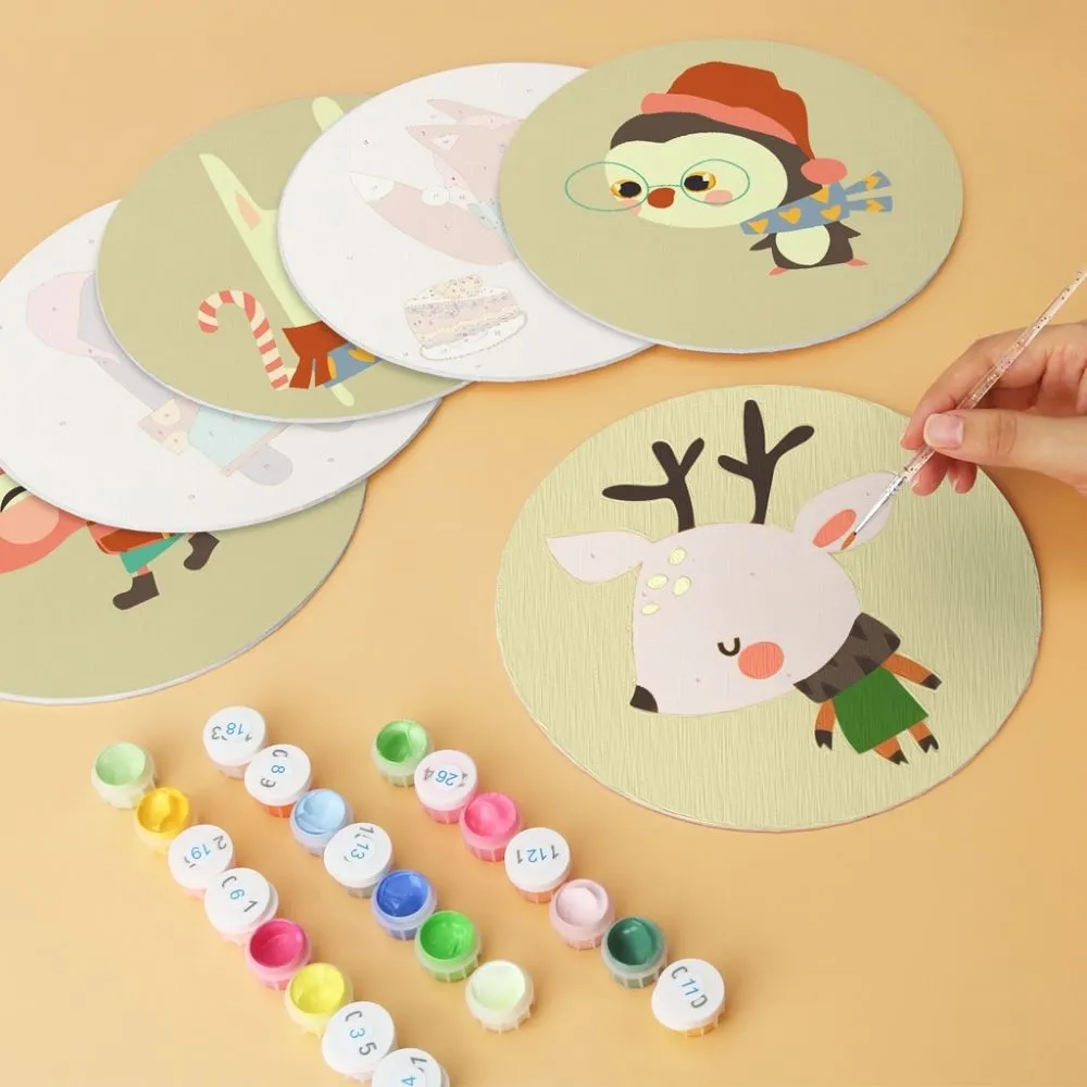 Figured'Art Winter Bos Schilderen op Nummer Schijven 20cm 6 Stuks