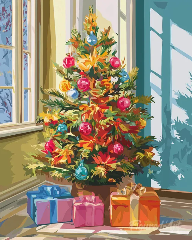 Figured'Art Heldere Kerstboom diamond painting 40x50cm kerst