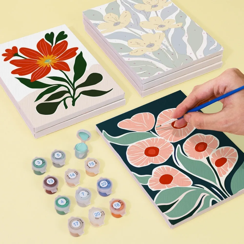 Figured'Art Kleurrijke Bloem Patronen mini schilderen op nummer 6 stuks
