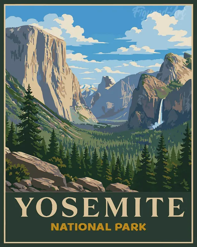 Figured'Art Yosemite National Park schilderen op nummer 40x50 cm landschap