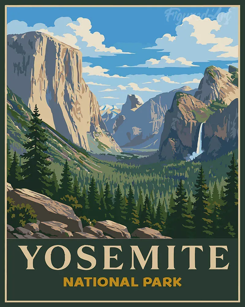 Figured'Art Yosemite National Park schilderen op nummer 40x50 cm landschap