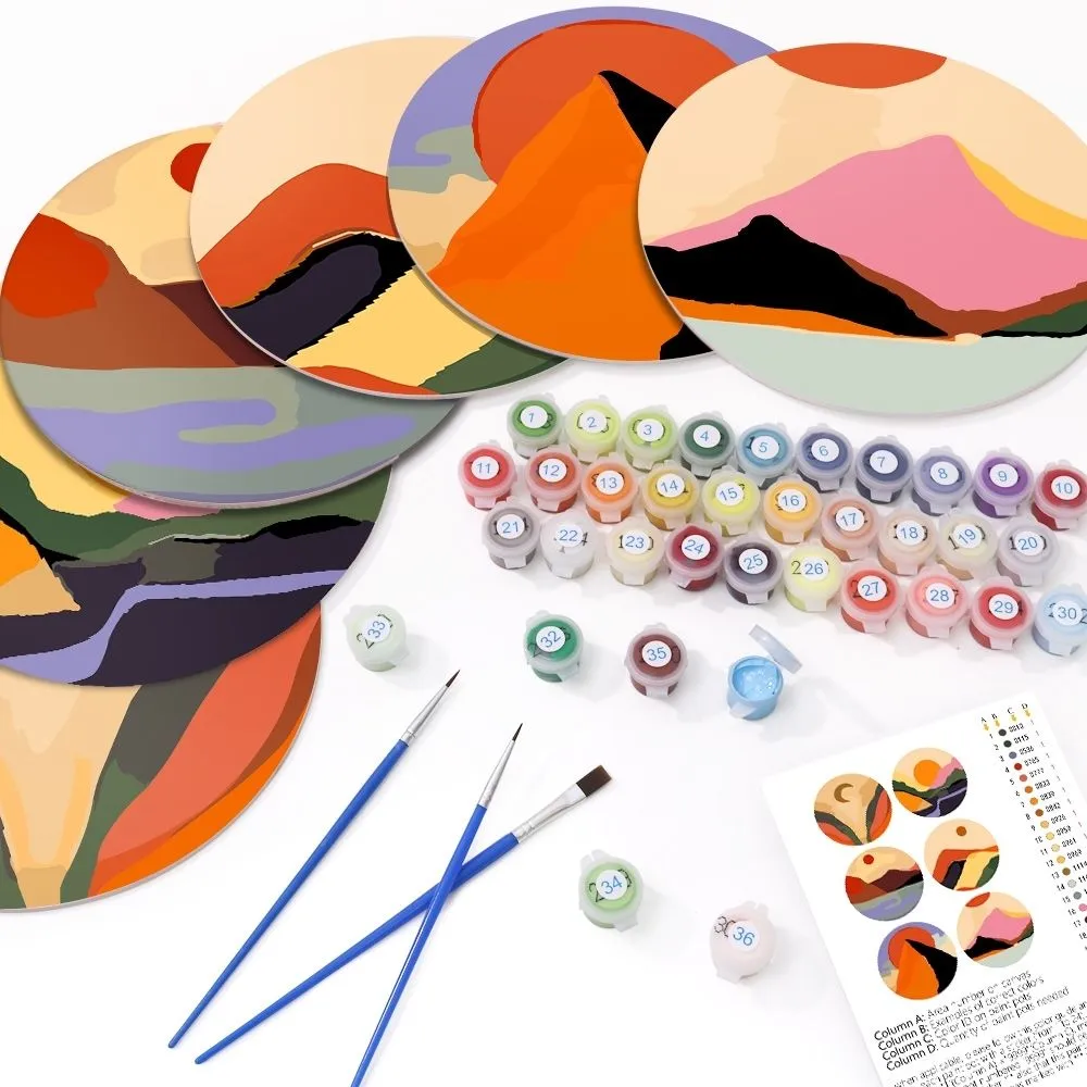 Figured'Art Moderne Abstracte Berg placemats schilderen op nummer 20 cm 6 stuks