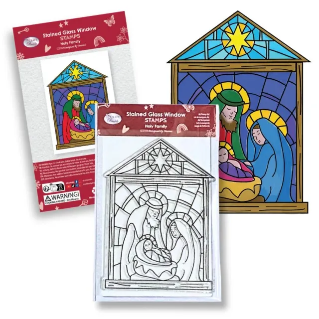 Craft Buddy Holy Family Stained Glass stempel A6 kerst