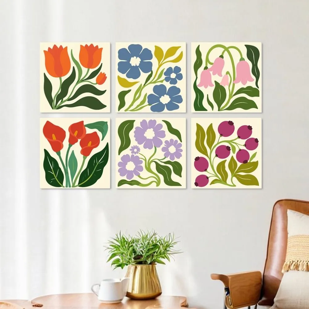 Figured'Art Mini Serie Vintage bloemenprint schilderen op nummer 20x20cm