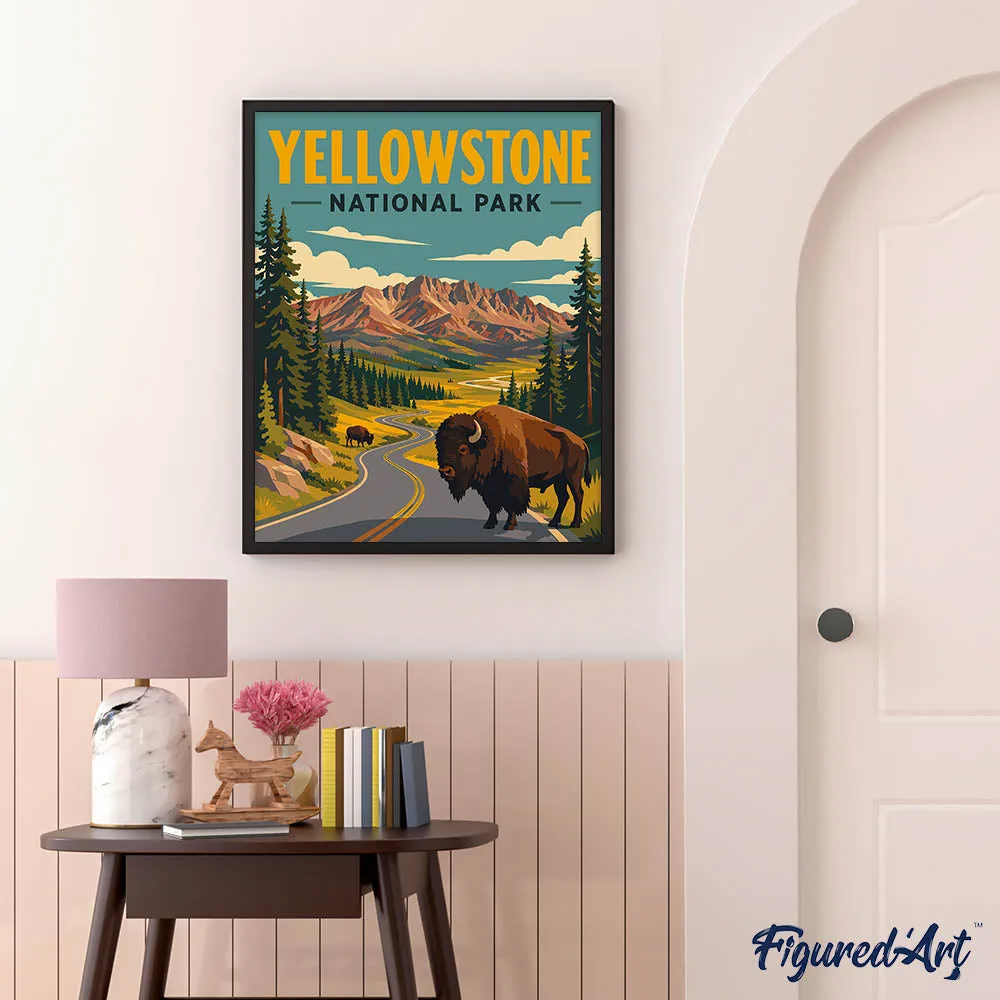 Figured'Art Yellowstone National Park Lamar Valley schilderen op nummer 40x50