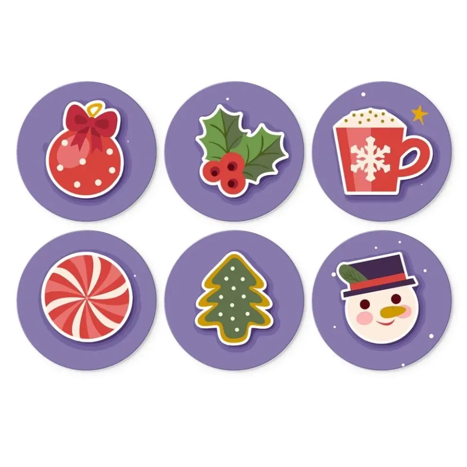 Figured'Art Paarse kerstset schilderen op nummer schijven Ø20 cm 6 stuks