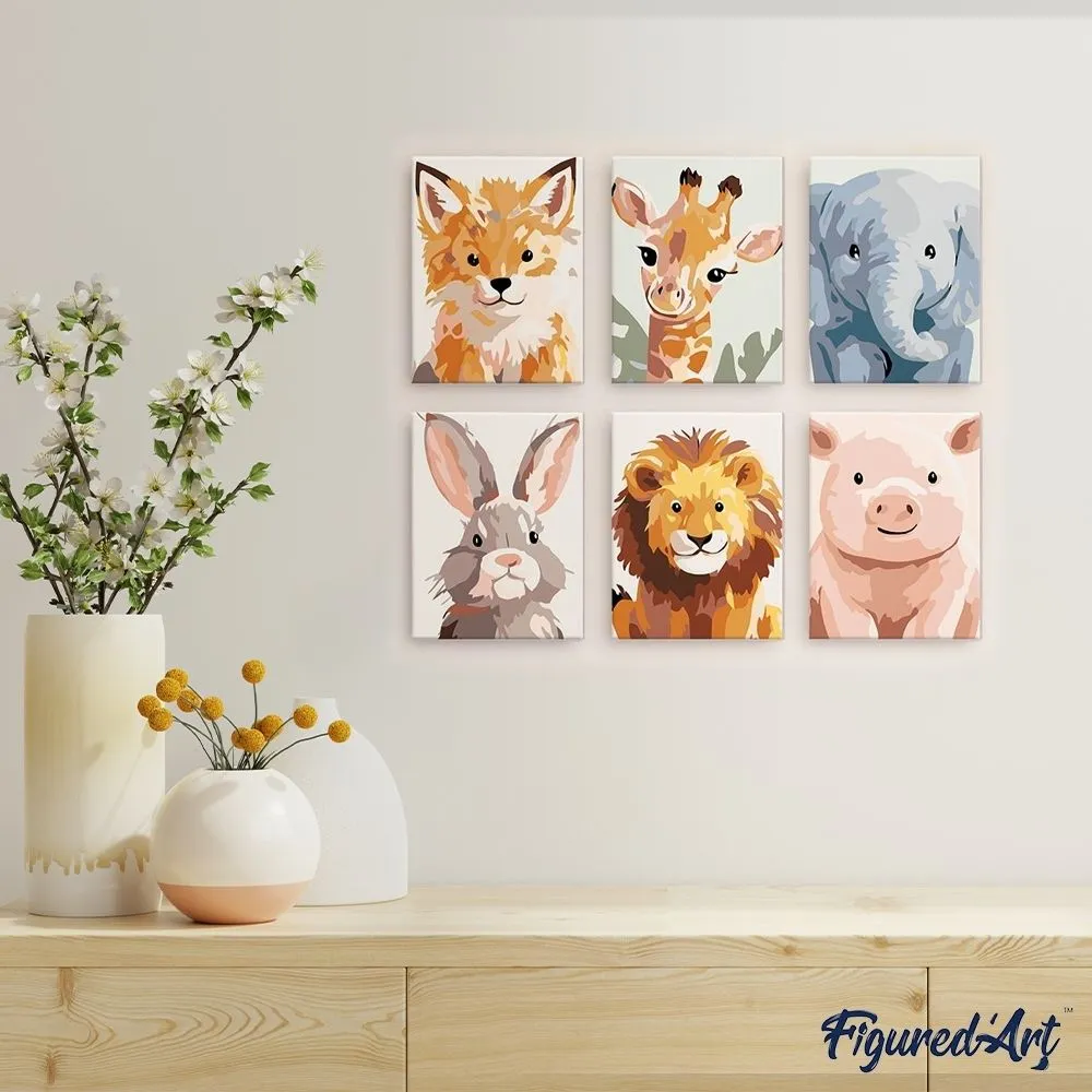 Figured'Art Wildlife Portretten 2 schilderen op nummer 15x20cm 6st