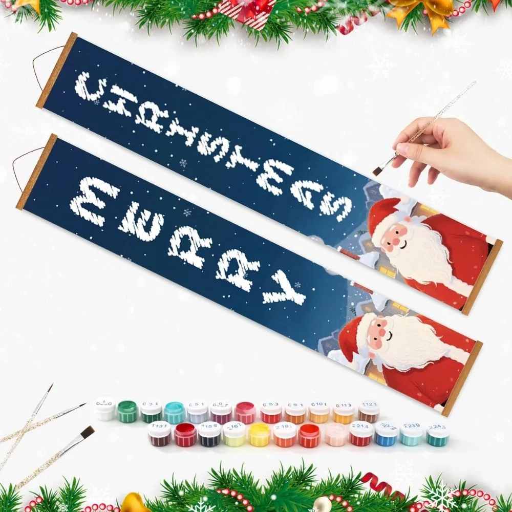 Figured'Art Kerstman Vreugde deurbanner schilderen op nummer 2x 20x120