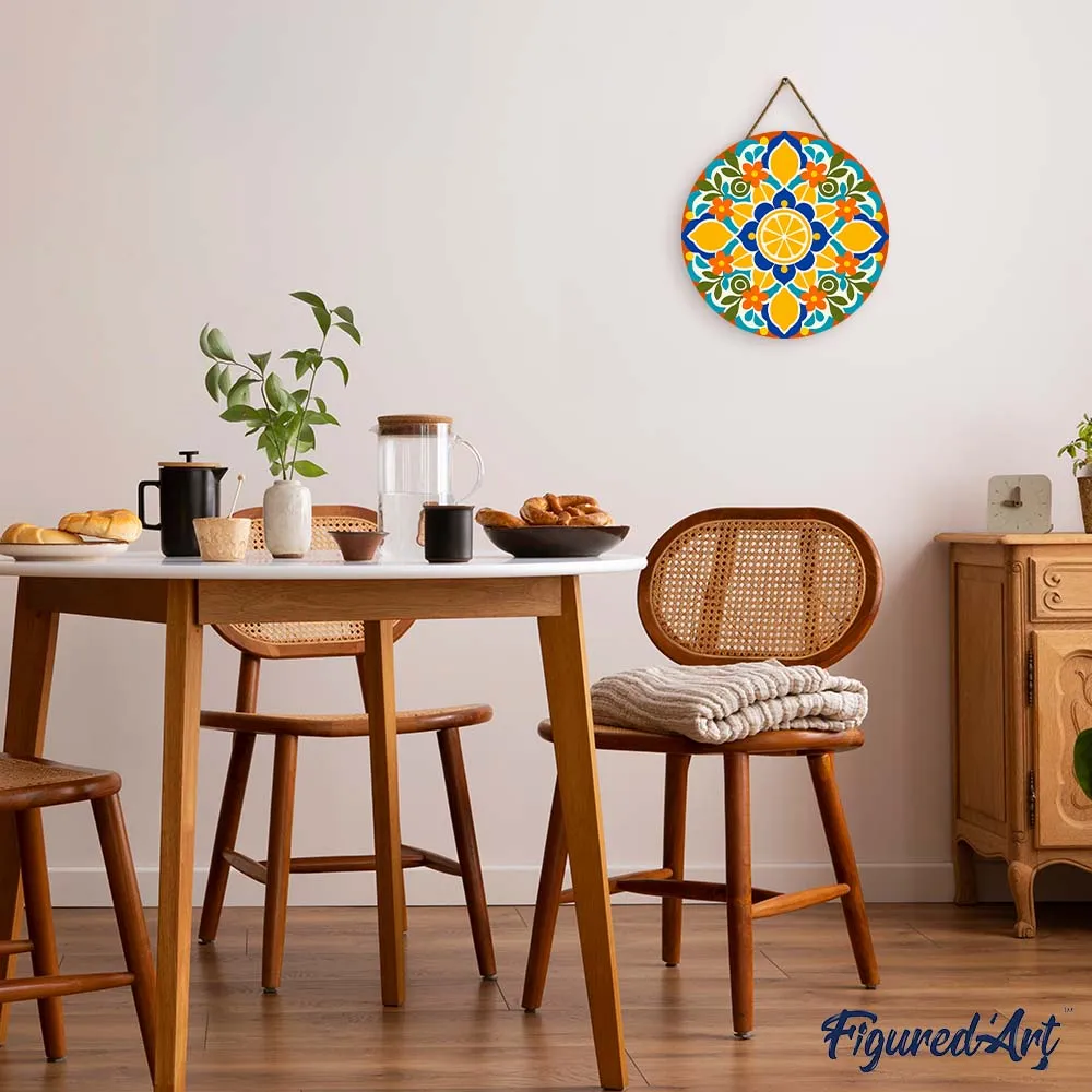 Figured'Art Citrusmandala schilderen op nummer houten schijf 30 cm