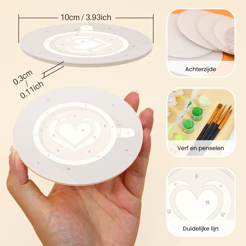 Figured'Art Koffiepauze Onderzetters Schilderen 10cm 6 Stuks