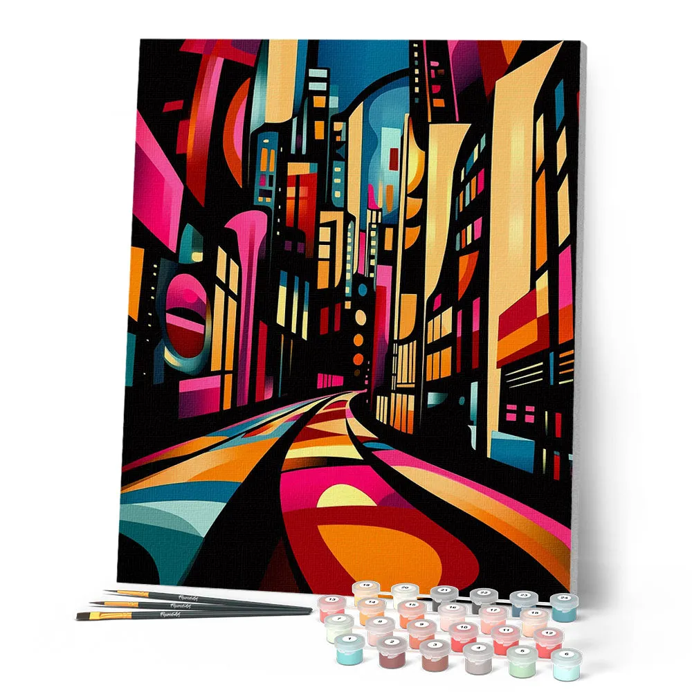 Figured'Art Gedurfd Abstract Nachtstad schilderen op nummer eenvoudig