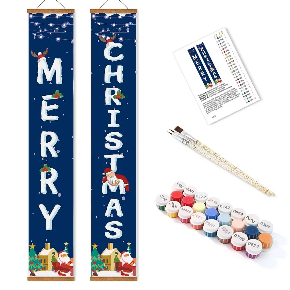 Figured'Art Kerstgroeten van de Kerstman deur banner 20x120 cm 2 stuks
