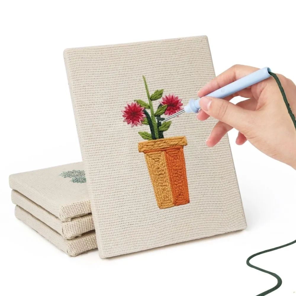 Figured'Art Bloeiende Mini Potjes 3 punch needle 4 stuks 15x20