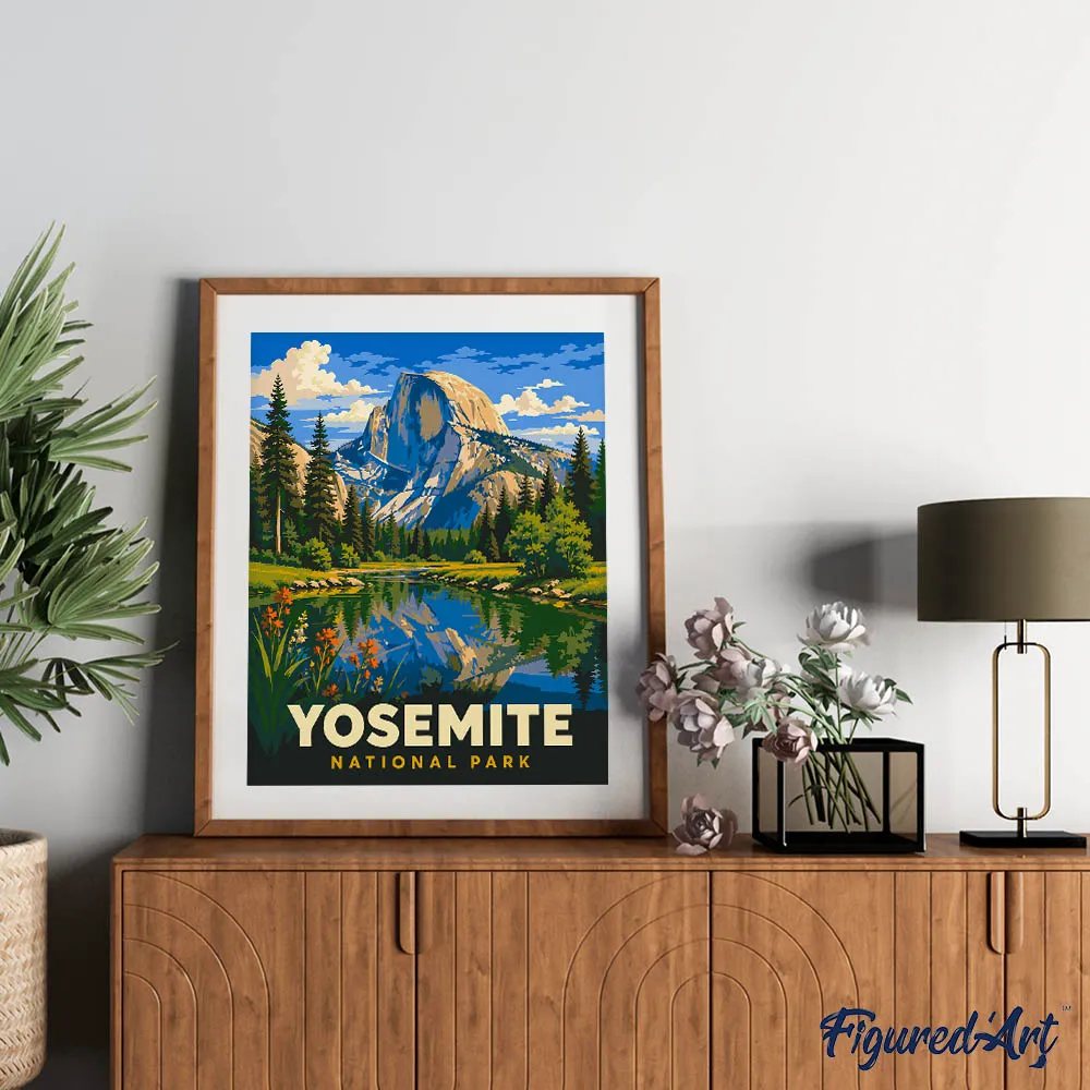Figured'Art Yosemite Half Dome schilderen op nummer 40x50 landschap