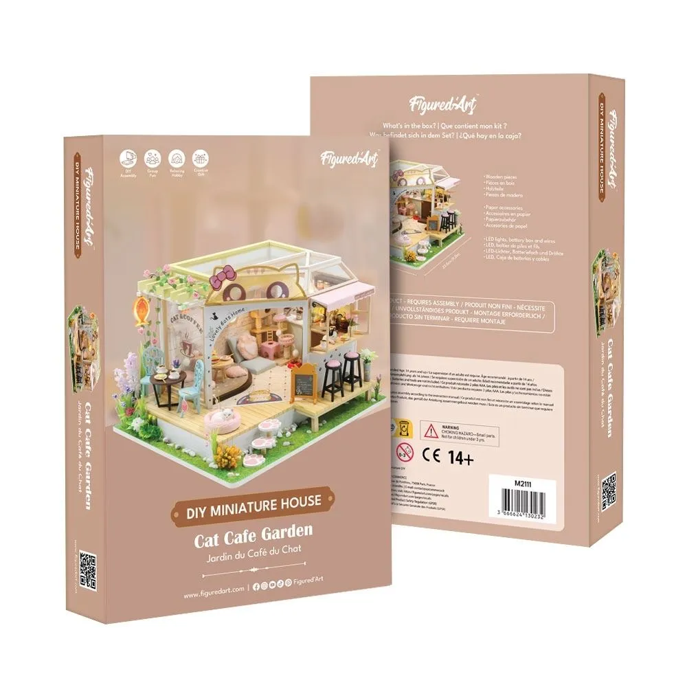 Figured'Art Tuin van het Katten Café miniatuurhuisje 305-delig met led