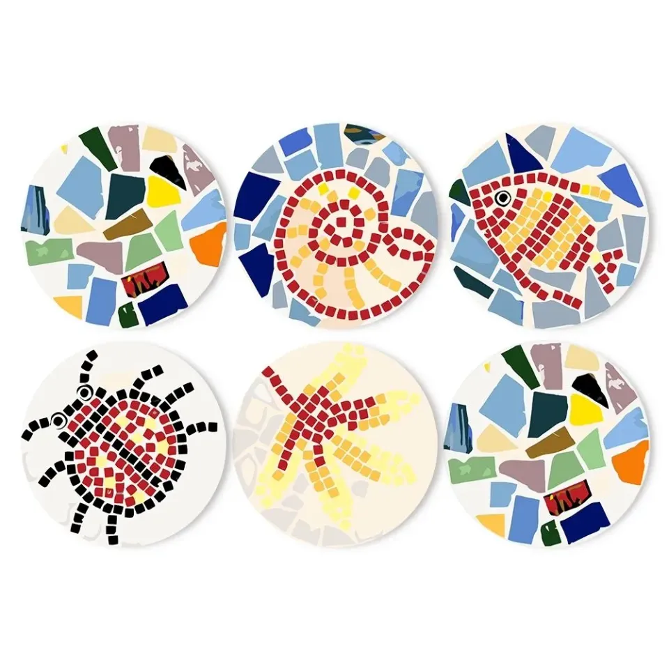Figured'Art Schilderen op Nummer Placemats 20 cm 6 stuks geometrisch