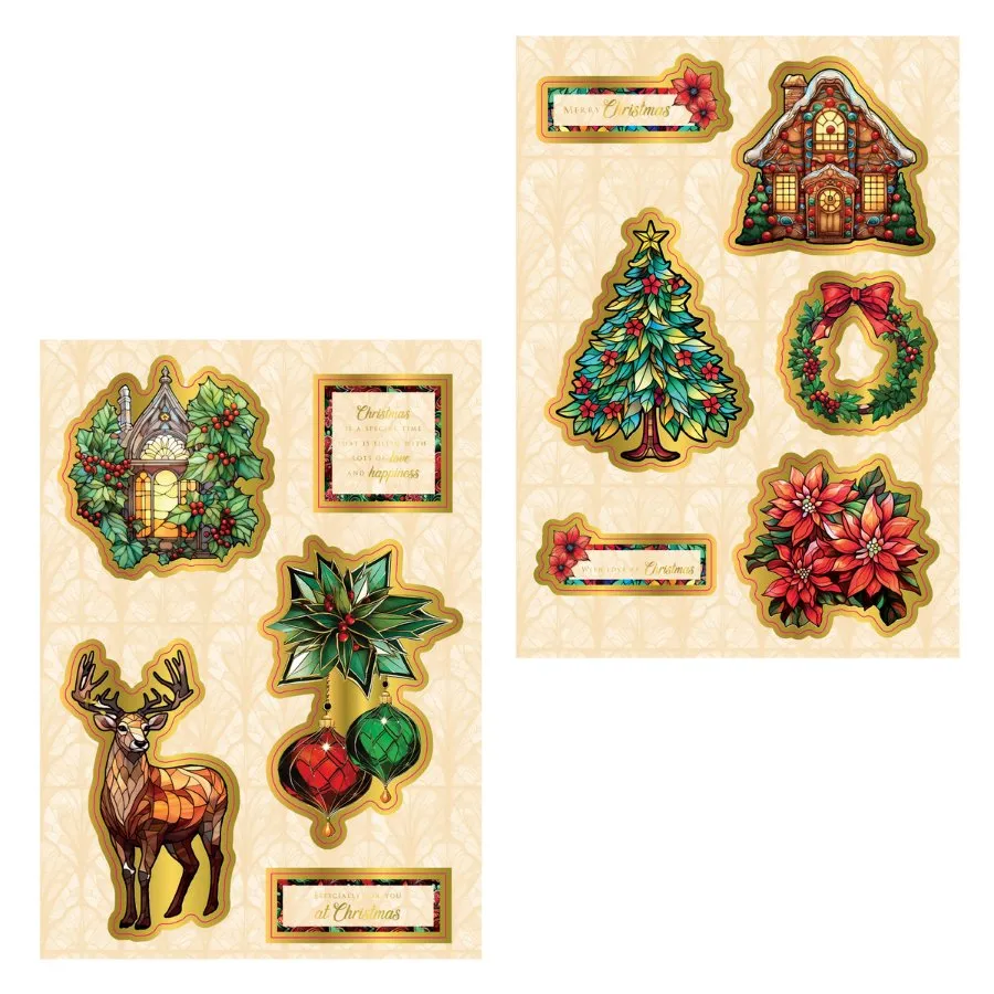 Craft Buddy Festive Stained Glass Kaartenmaakset 154-delig Kerst
