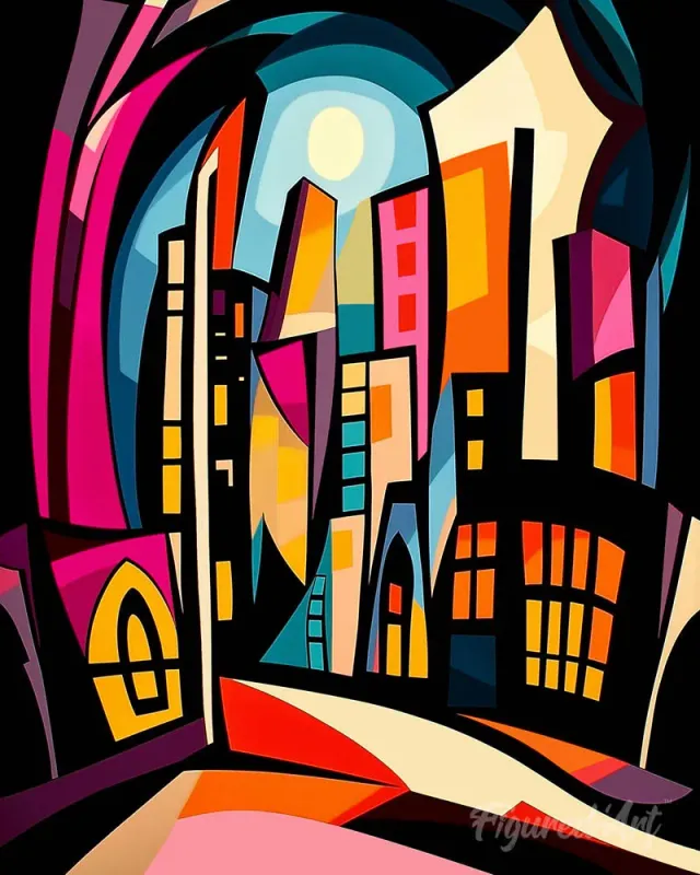 Figured'Art Levendig Abstracte Stad diamond painting 40x50cm pop art