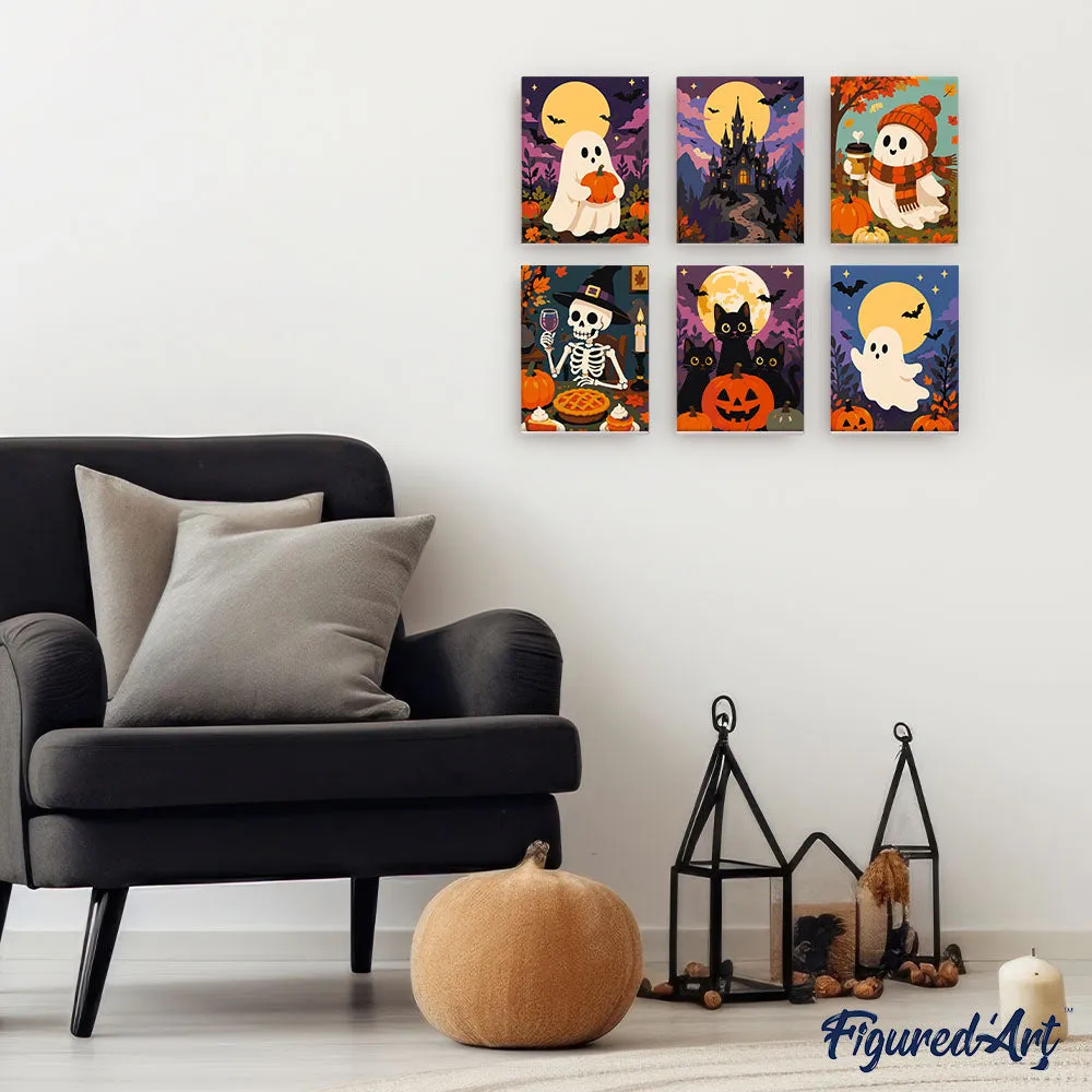 Figured'Art Spookachtige Herfstavonden schilderen op nummer 15x20 cm 6 stuks