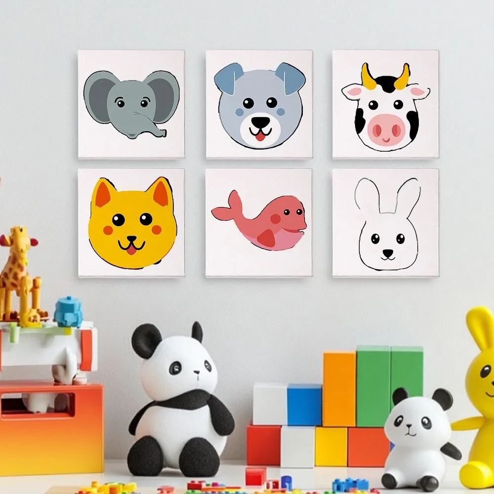 Figured'Art Mini Schattige Dierengezichten schilderen op nummer 6 stuks dieren