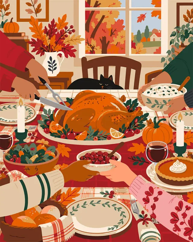 Figured'Art Thanksgiving-Diner schilderen op nummer 40x50cm