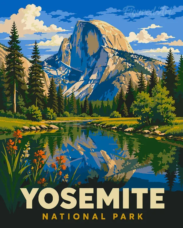 Figured'Art Yosemite Half Dome schilderen op nummer 40x50 landschap