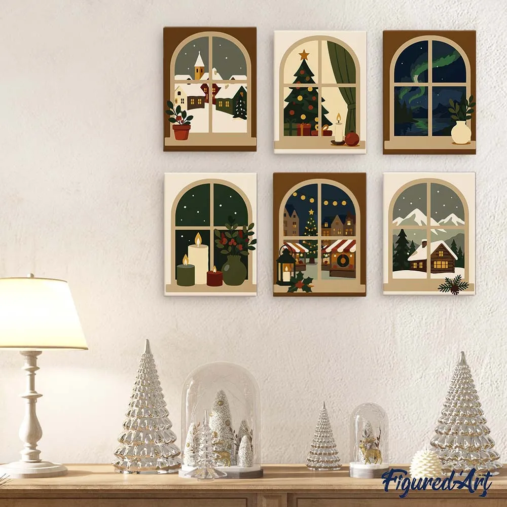Figured'Art Mini Kerstvensters schilderen op nummer 6x 15x20 eenvoudig
