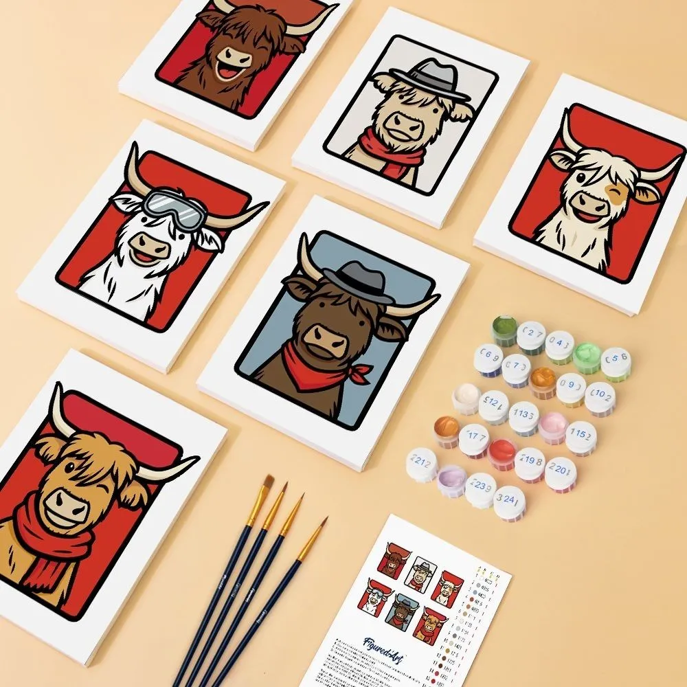 Figured'Art Mini De Moe Crew schilderen op nummer 15x20cm 6 stuks koeien