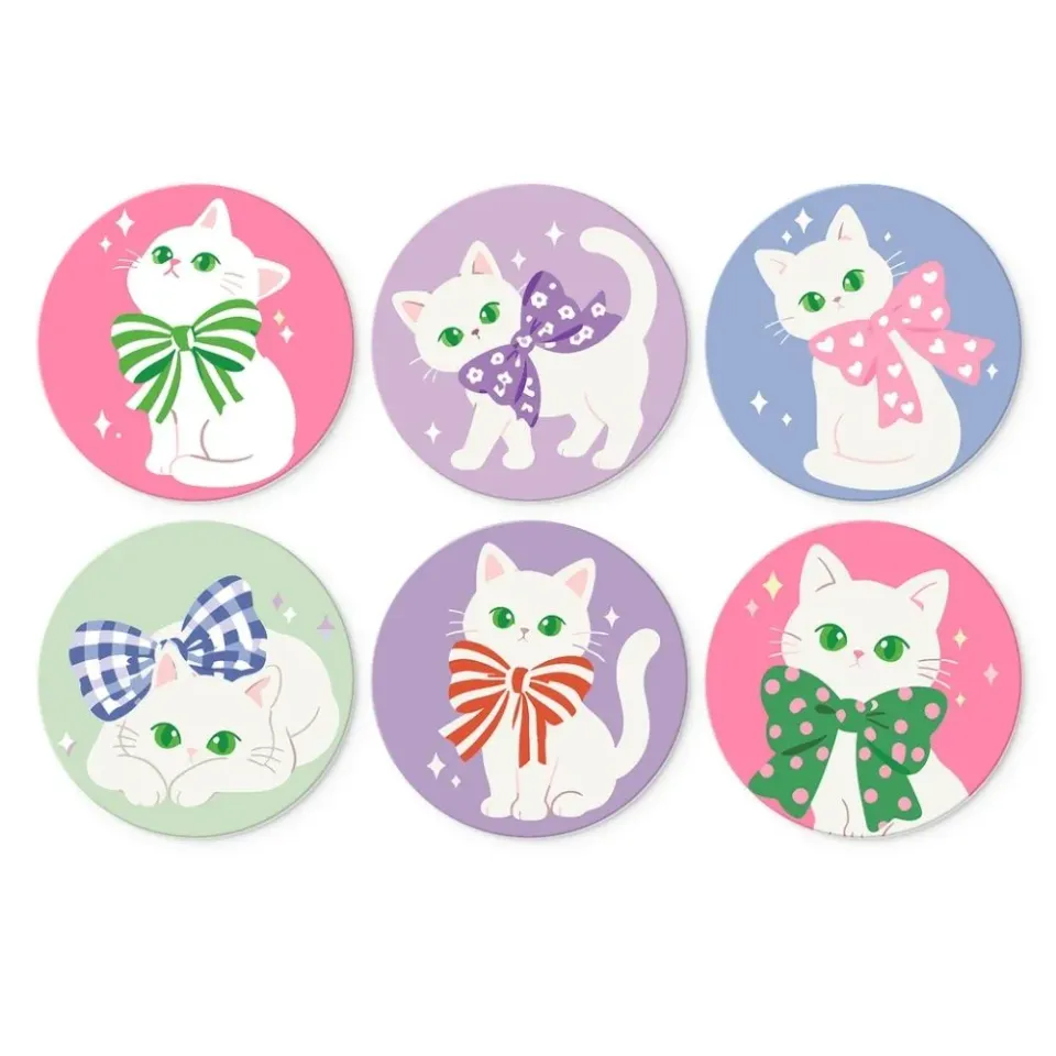 Figured'Art Mini Linten en katten schilderen op nummer Ø20cm 6 stuks