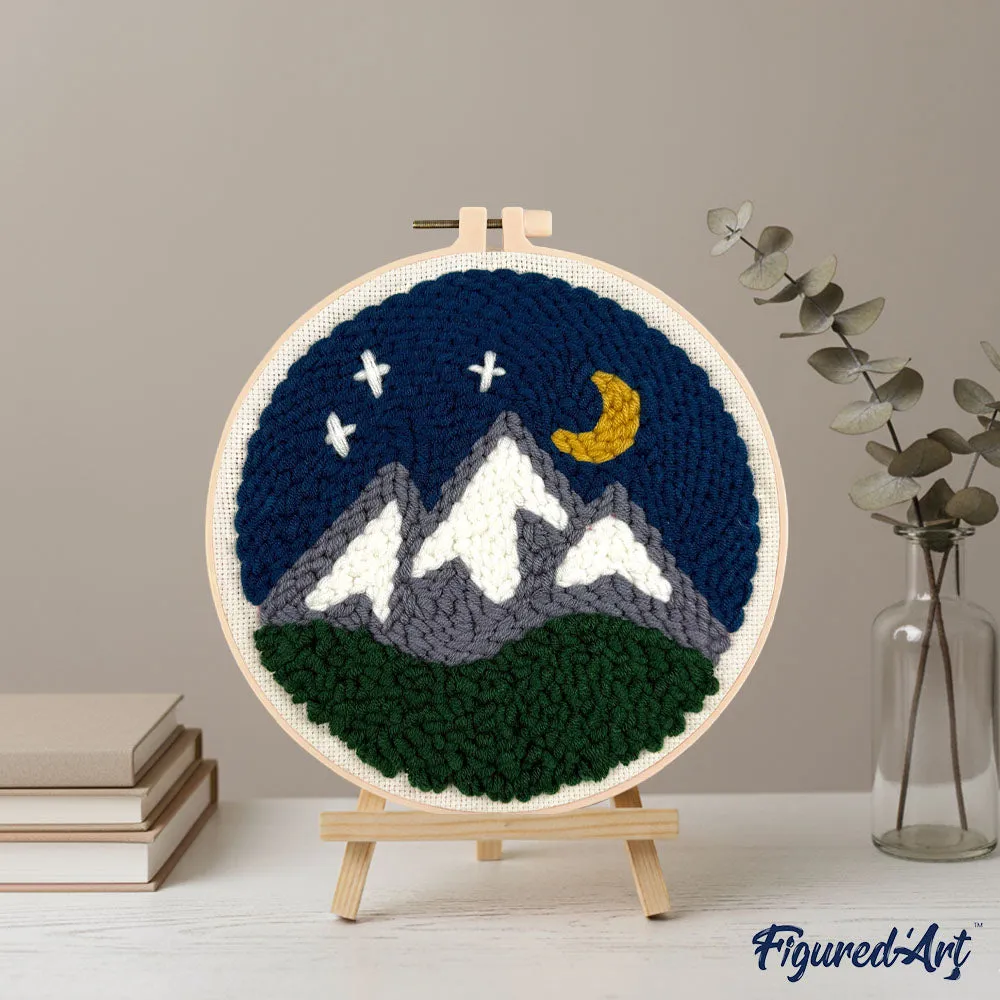 Figured'Art Bergen in de Nacht punch needle pakket 20x20 cm wol