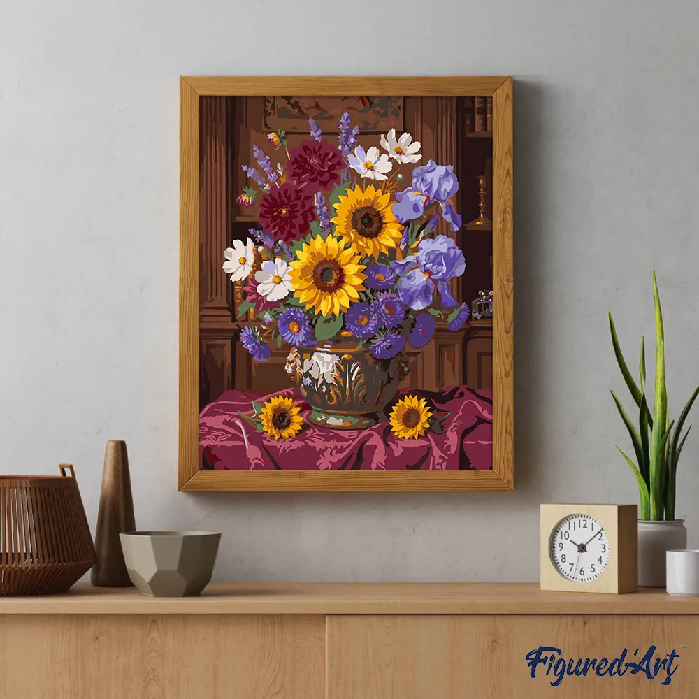 Figured'Art Levendig Tuinboeket schilderen op nummer 40x50cm bloemen