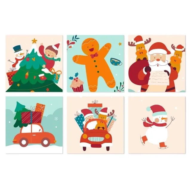 Figured'Art Feestelijke funset mini schilderen op nummer 20x20 cm 6 stuks