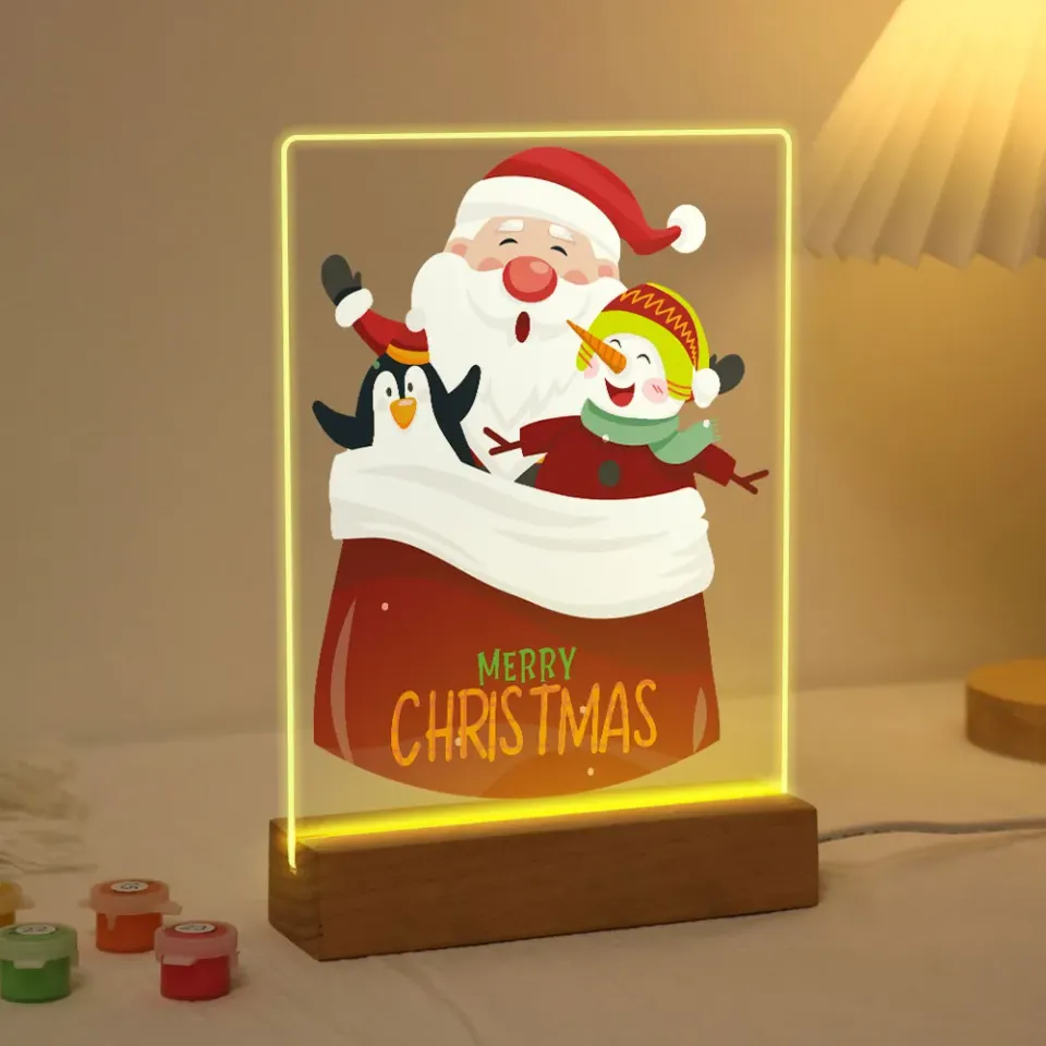 Figured'Art Kerstman 02 schilderen op nummer 15x20cm met LED-licht