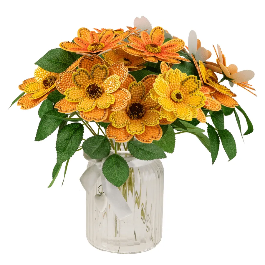 Craft Buddy Crystal Art 3D Flower knutselset geel oranje bloemen