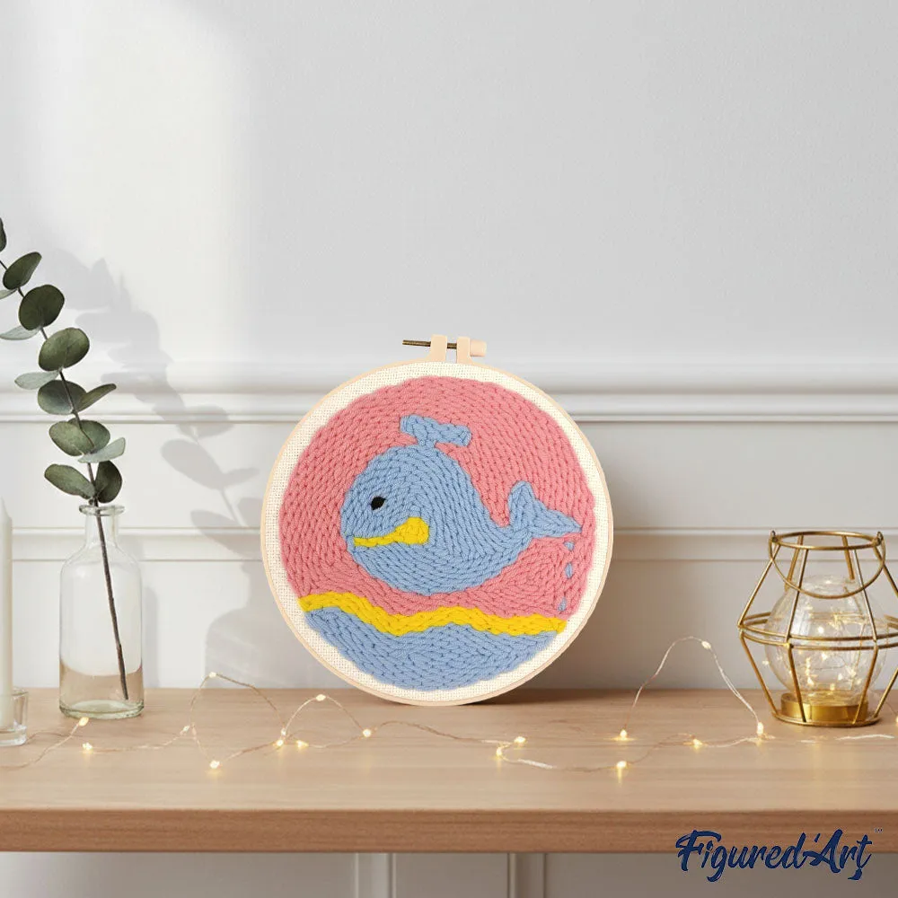 Figured'Art Zwevende Walvis punch needle pakket 20 cm wol