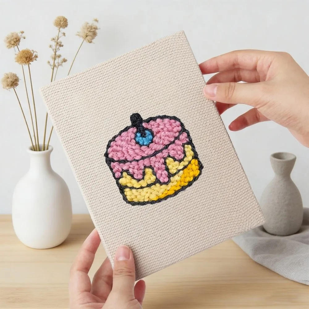 Figured'Art Ontbijt Lekkernijen 3 punch needle set 4 stuks 20x30 cm
