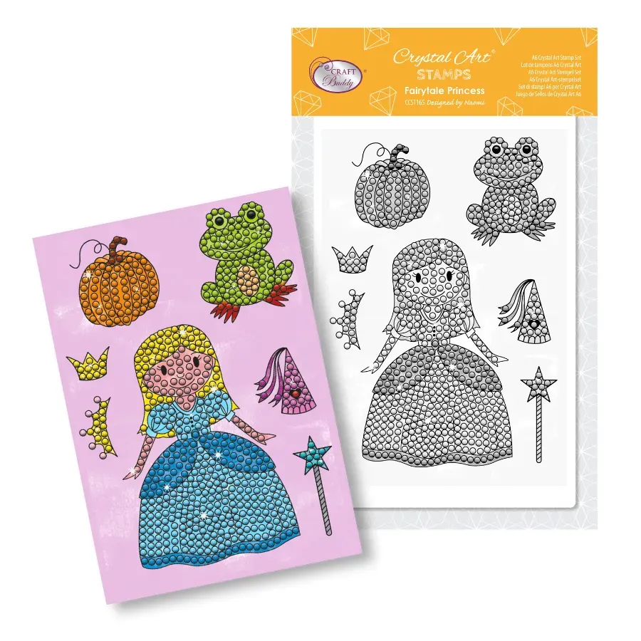 Craft Buddy Princess Crystal Art stempelset A6 prinses 7 stuks
