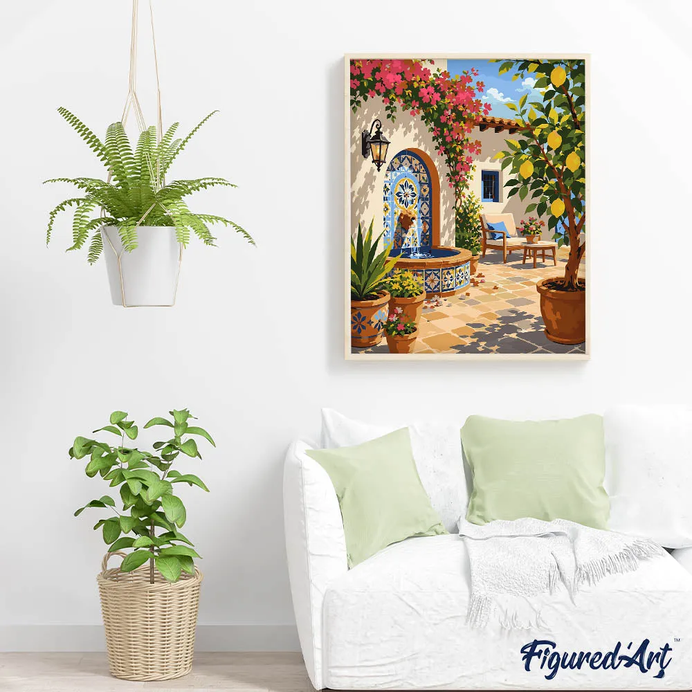 Figured'Art Mediterrane fontein schilderen op nummer 40x50 cm