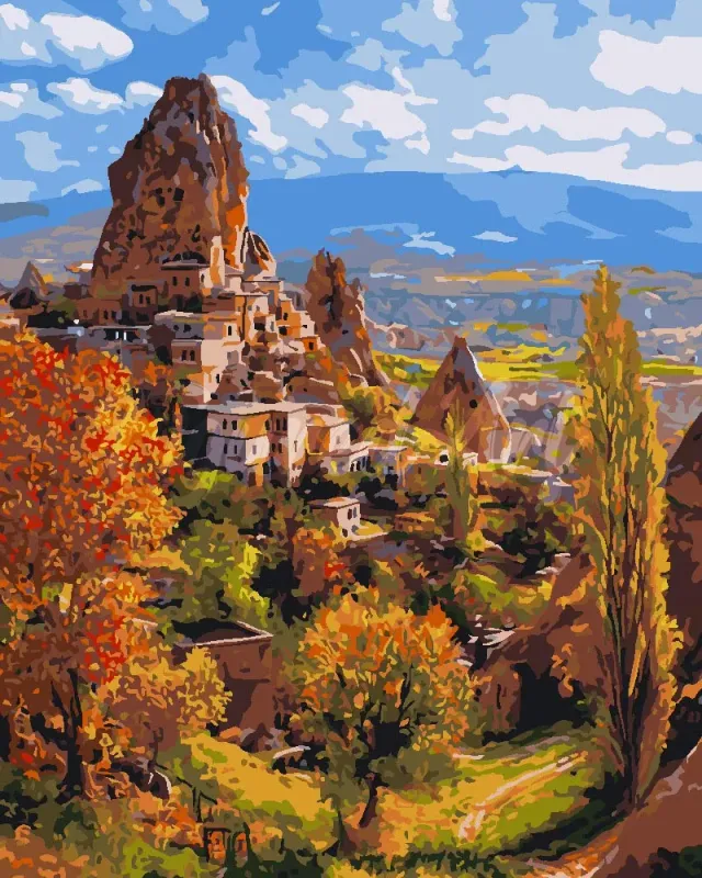 Figured'Art Rotskasteel Cappadocië schilderen op nummer 40x50 cm