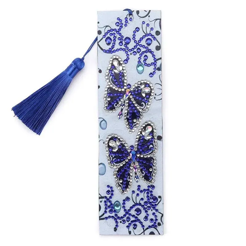 Figured'Art Blauwe Vlinders diamond painting bladwijzer 21x6cm