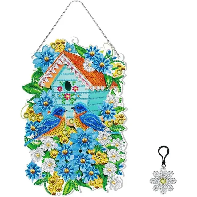 Figured'Art Vogelhuisje diamond painting hanger 19x28cm met LED
