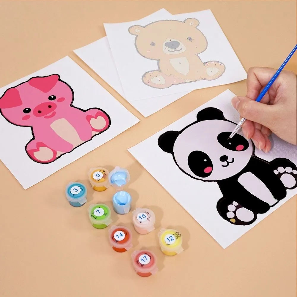 Figured'Art Schattige Dierfiguren mini schilderen op nummer 6 stuks