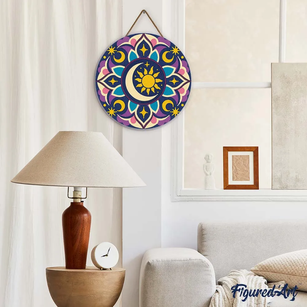 Figured'Art Hemelse mandala diamond painting hout 30 cm rond