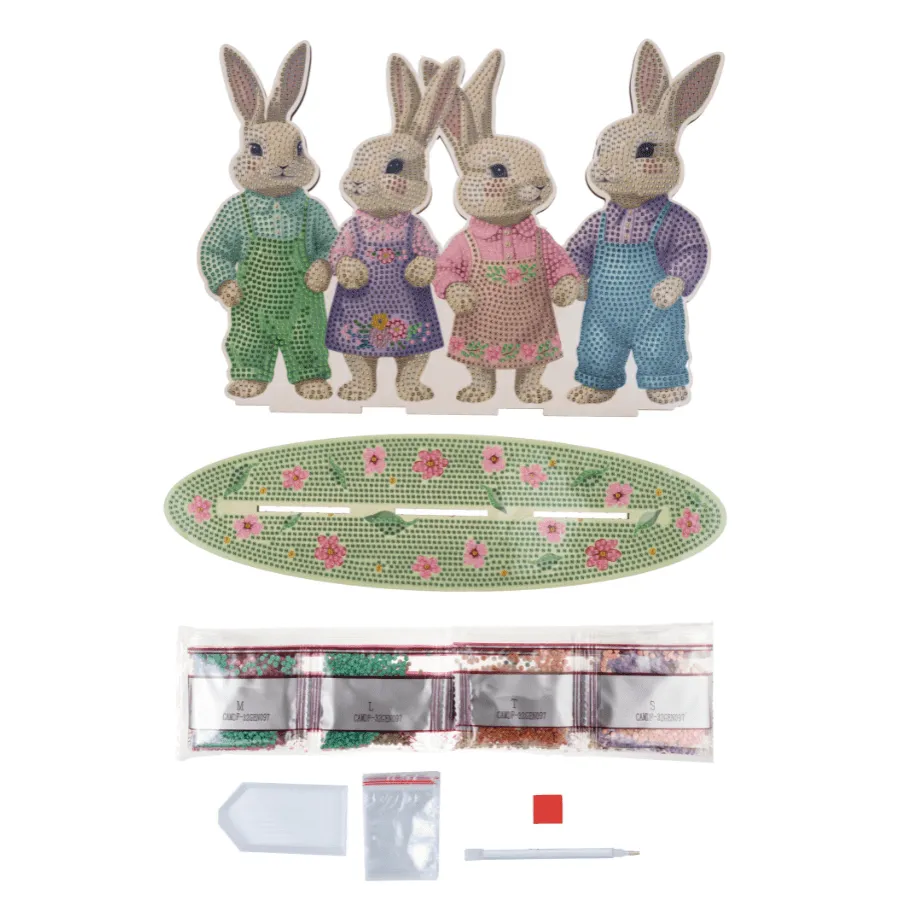 Craft Buddy Crystal Art Happy Bunny Family houten decoratie pasen