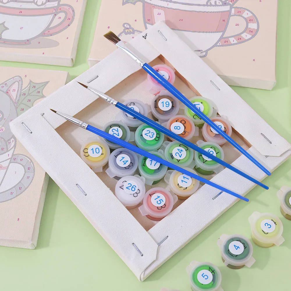 Figured'Art Mini Schilderen op nummer 15x15cm 6 stuks kerstkatten